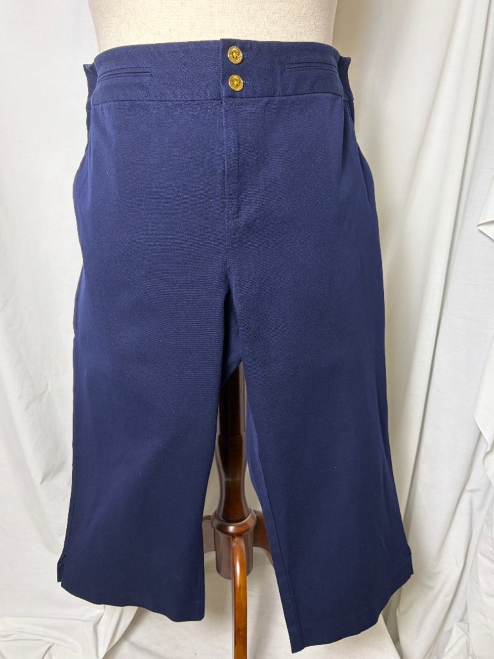 Lauren Ralph Lauren Navy Blue Ankle Length Dble Gold Button Pants Plus Size 18W